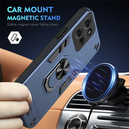 For Motorola Moto G75 5G Case PC+TPU Drop Defend Phone Cover with Ring Kickstand