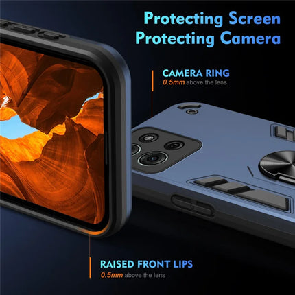 For Motorola Moto G75 5G Case PC+TPU Drop Defend Phone Cover with Ring Kickstand