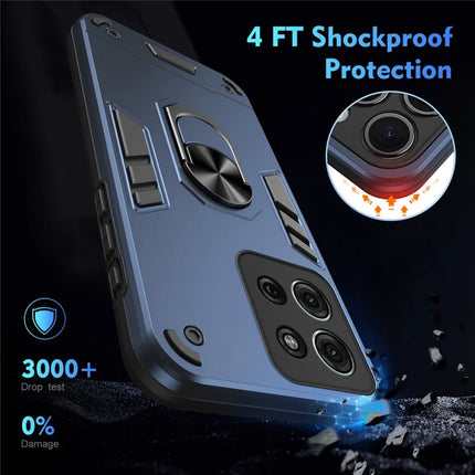 For Motorola Moto G75 5G Case PC+TPU Drop Defend Phone Cover with Ring Kickstand