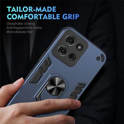For Motorola Moto G75 5G Case PC+TPU Drop Defend Phone Cover with Ring Kickstand