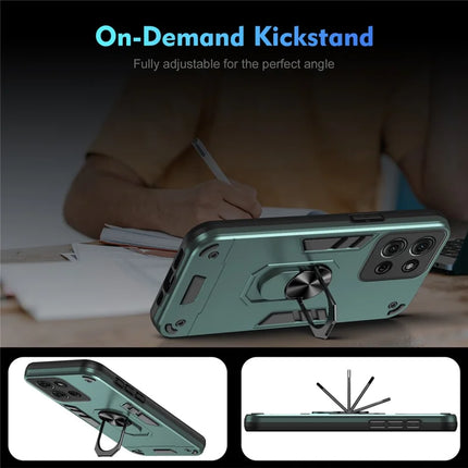 For Motorola Moto G75 5G Case PC+TPU Drop Defend Phone Cover with Ring Kickstand