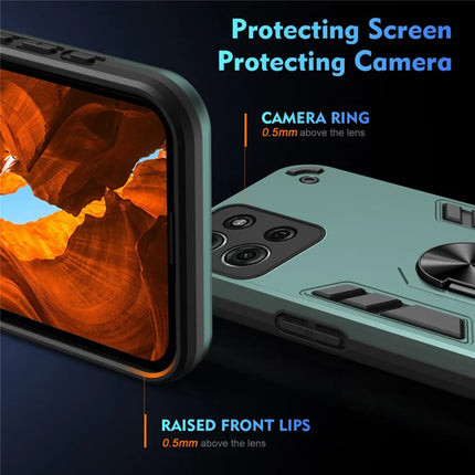 For Motorola Moto G75 5G Case PC+TPU Drop Defend Phone Cover with Ring Kickstand