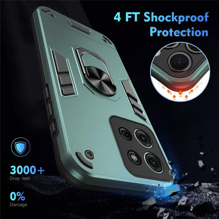 For Motorola Moto G75 5G Case PC+TPU Drop Defend Phone Cover with Ring Kickstand