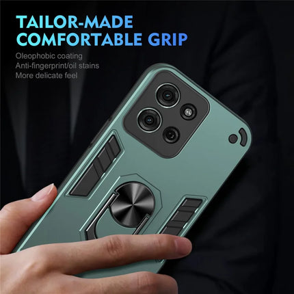 For Motorola Moto G75 5G Case PC+TPU Drop Defend Phone Cover with Ring Kickstand