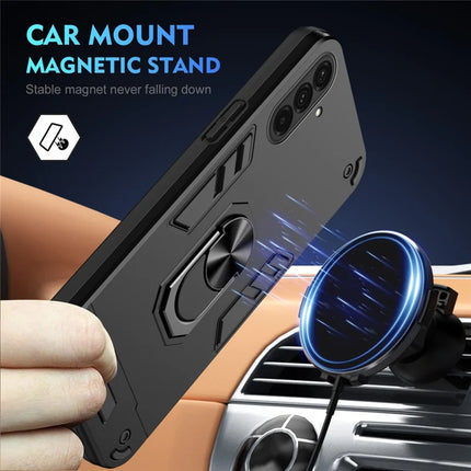 For Samsung Galaxy A36 5G Case PC+TPU Drop Defend Phone Cover with Ring Kickstand