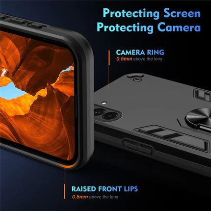 For Samsung Galaxy A36 5G Case PC+TPU Drop Defend Phone Cover with Ring Kickstand