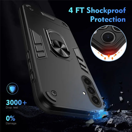 For Samsung Galaxy A36 5G Case PC+TPU Drop Defend Phone Cover with Ring Kickstand
