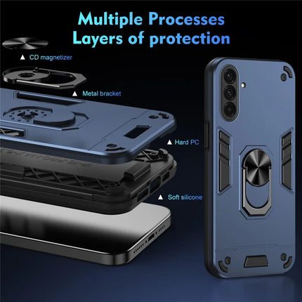 For Samsung Galaxy A36 5G Case PC+TPU Drop Defend Phone Cover with Ring Kickstand