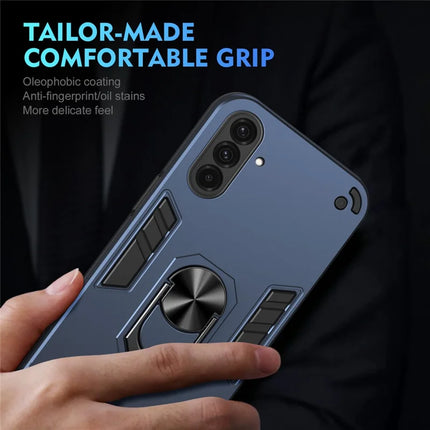 For Samsung Galaxy A36 5G Case PC+TPU Drop Defend Phone Cover with Ring Kickstand