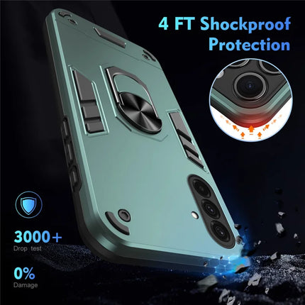 For Samsung Galaxy A36 5G Case PC+TPU Drop Defend Phone Cover with Ring Kickstand