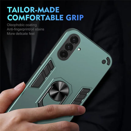 For Samsung Galaxy A36 5G Case PC+TPU Drop Defend Phone Cover with Ring Kickstand