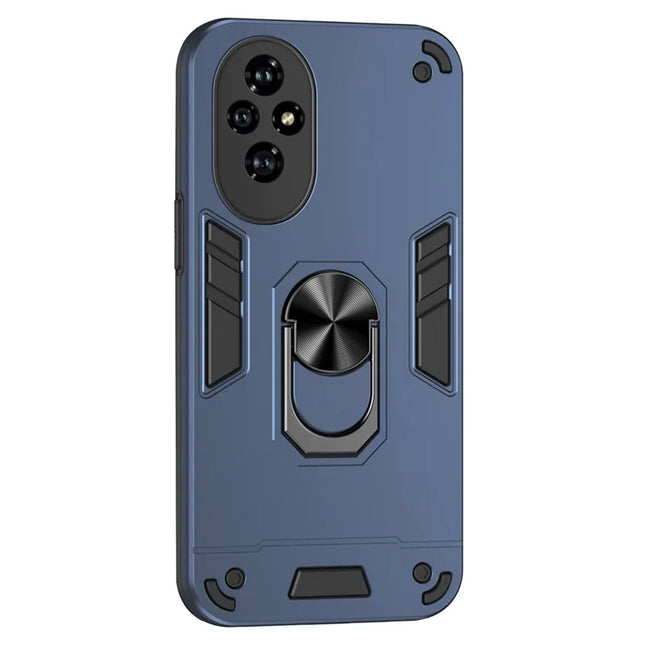 For Honor 200 5G Case PC+TPU Drop Defend Phone Cover with Ring Kickstand - Blue
