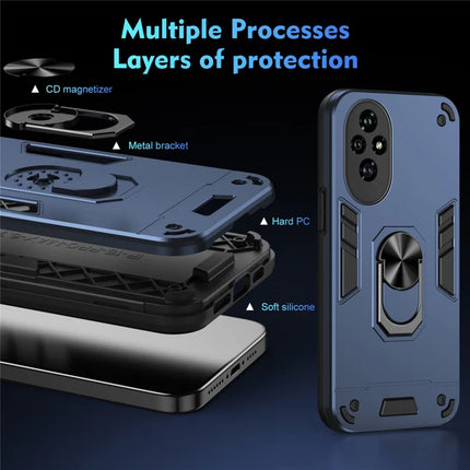 For Honor 200 5G Case PC+TPU Drop Defend Phone Cover with Ring Kickstand