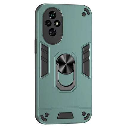 For Honor 200 5G Case PC+TPU Drop Defend Phone Cover with Ring Kickstand - Green