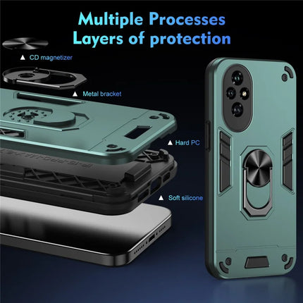 For Honor 200 5G Case PC+TPU Drop Defend Phone Cover with Ring Kickstand