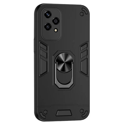 For Honor 200 Lite Case PC+TPU Drop Defend Phone Cover with Ring Kickstand - Black