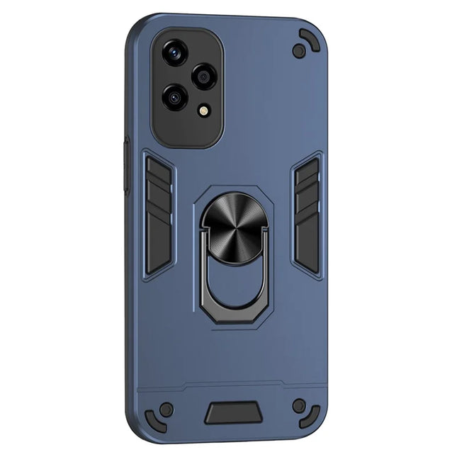 For Honor 200 Lite Case PC+TPU Drop Defend Phone Cover with Ring Kickstand - Blue