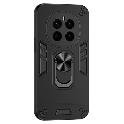 For Honor Magic7 5G Case PC+TPU Drop Defend Phone Cover with Ring Kickstand - Black
