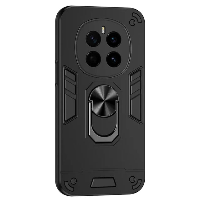 For Honor Magic7 5G Case PC+TPU Drop Defend Phone Cover with Ring Kickstand - Black