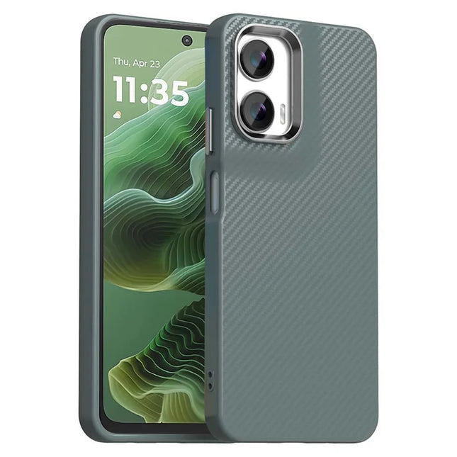 For Motorola Moto G35 5G Case Cell Phone Hybrid Back Cover Carbon Fiber Texture - Grey