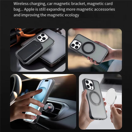 For iPhone 15 Pro Max Case Compatble with MagSafe Rotating Kickstand TPU+PC Phone Cover