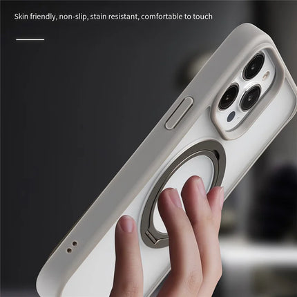 For iPhone 15 Pro Max Case Compatble with MagSafe Rotating Kickstand TPU+PC Phone Cover