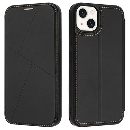 For iPhone 13 Case Magnetic Closure Card Slot Leather Flip Phone Cover - Black