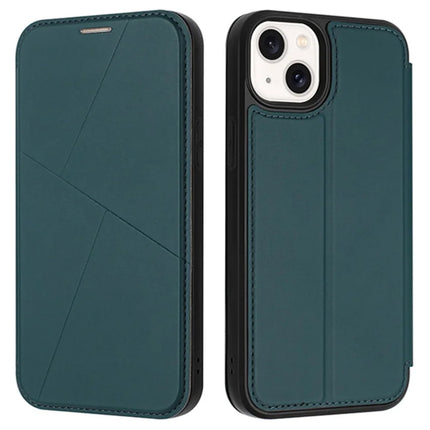 For iPhone 13 Case Magnetic Closure Card Slot Leather Flip Phone Cover - Green