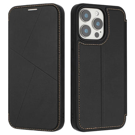 For iPhone 13 Pro Max Case Magnetic Closure Card Slot Leather Flip Phone Cover - Black