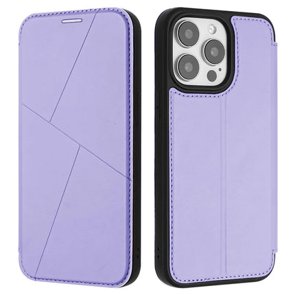 For iPhone 13 Pro Max Case Magnetic Closure Card Slot Leather Flip Phone Cover - Purple