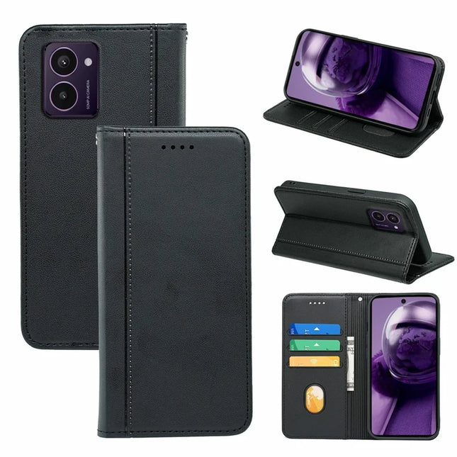 HX01 For HMD Pulse  /  Pulse+ Wallet Case Magnetic Closing PU Leather Phone Cover - Black