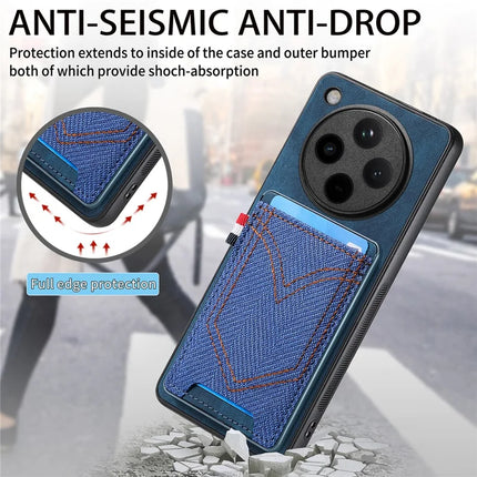 For Oppo Find X8 5G Phone Case Retro Jean Cloth Texture Leather Back Cover Card Holder