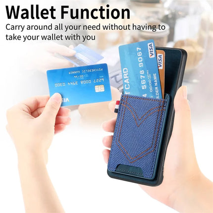 For Oppo Find X8 5G Phone Case Retro Jean Cloth Texture Leather Back Cover Card Holder