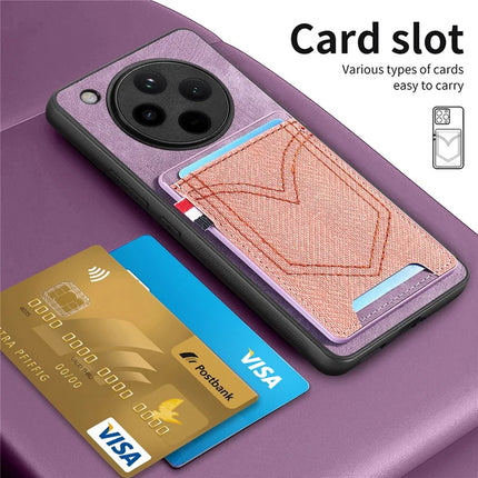 For Oppo Find X8 5G Phone Case Retro Jean Cloth Texture Leather Back Cover Card Holder