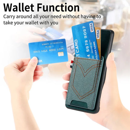 For Oppo Find X8 5G Phone Case Retro Jean Cloth Texture Leather Back Cover Card Holder