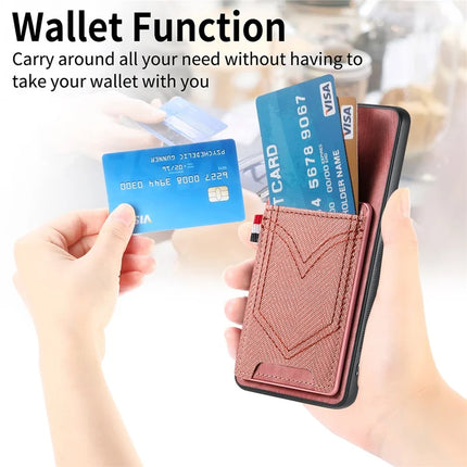 For Oppo Find X8 5G Phone Case Retro Jean Cloth Texture Leather Back Cover Card Holder