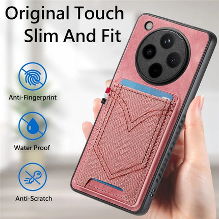 For Oppo Find X8 5G Phone Case Retro Jean Cloth Texture Leather Back Cover Card Holder