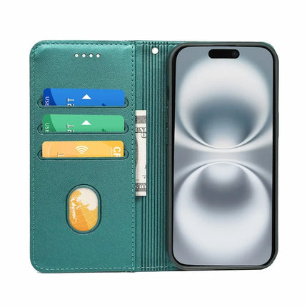 HX01 For iPhone 16 Wallet Case Magnetic Closing PU Leather Phone Cover