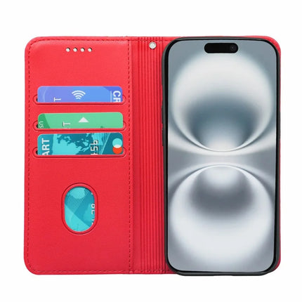 HX01 For iPhone 16 Plus Wallet Case Magnetic Closing PU Leather Phone Cover