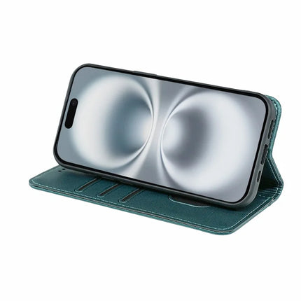 HX01 For iPhone 16 Plus Wallet Case Magnetic Closing PU Leather Phone Cover