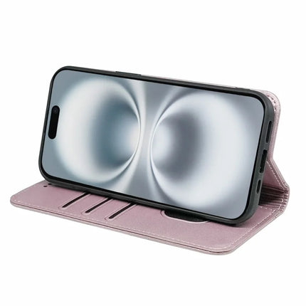 HX01 For iPhone 16 Plus Wallet Case Magnetic Closing PU Leather Phone Cover