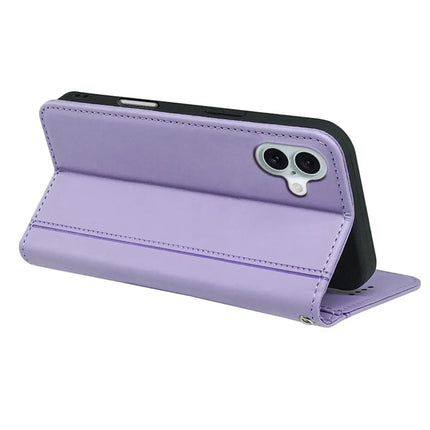 HX01 For iPhone 16 Plus Wallet Case Magnetic Closing PU Leather Phone Cover