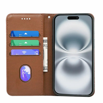 HX01 For iPhone 16 Plus Wallet Case Magnetic Closing PU Leather Phone Cover