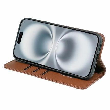 HX01 For iPhone 16 Plus Wallet Case Magnetic Closing PU Leather Phone Cover