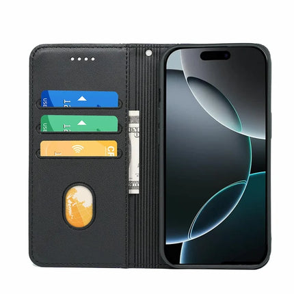 HX01 For iPhone 16 Pro Max Wallet Case Magnetic Closing PU Leather Phone Cover