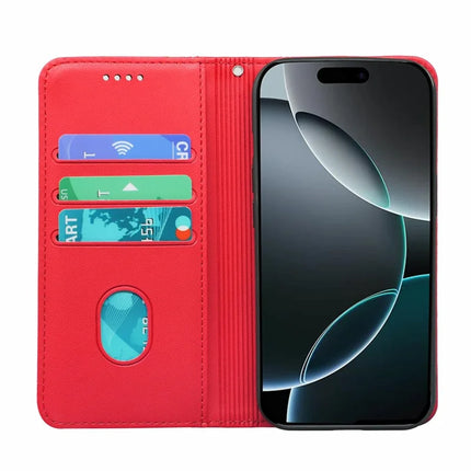 HX01 For iPhone 16 Pro Max Wallet Case Magnetic Closing PU Leather Phone Cover