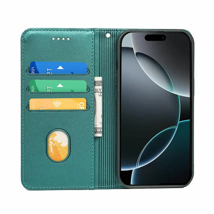 HX01 For iPhone 16 Pro Max Wallet Case Magnetic Closing PU Leather Phone Cover