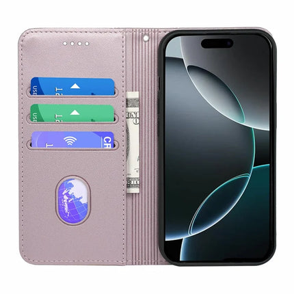 HX01 For iPhone 16 Pro Max Wallet Case Magnetic Closing PU Leather Phone Cover