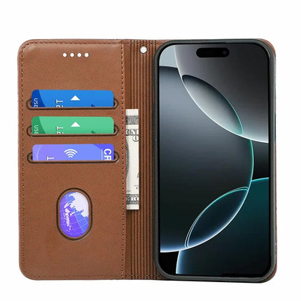 HX01 For iPhone 16 Pro Max Wallet Case Magnetic Closing PU Leather Phone Cover