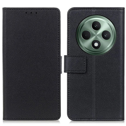 For Oppo Reno12 F 5G Case PU Leather Stand Wallet Phone Cover - Black
